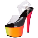 Átlátszó 18 cm RAINBOW-308UV Szandál Magassarkú Neon Platform