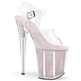 Átlátszó 20 cm FLAMINGO-808G csillámos platform magassarkú női