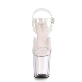 Átlátszó 20 cm FLAMINGO-808G csillámos platform magassarkú női
