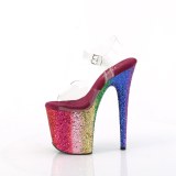 Átlátszó 20 cm FLAMINGO-808RBG csillámos platform magassarkú női