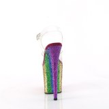Átlátszó 20 cm FLAMINGO-808RBG csillámos platform magassarkú női