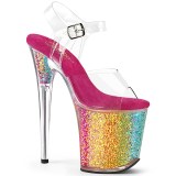 Átlátszó 20 cm FLAMINGO-808RG-02 csillámos platform magassarkú női