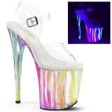 Átlátszó 20 cm FLAMINGO-808RG-03 csillámos platform magassarkú női