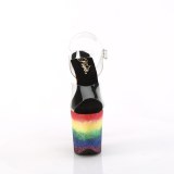 Átlátszó 20 cm FLAMINGO-808RG-04 csillámos platform magassarkú női