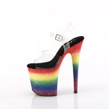 Átlátszó 20 cm FLAMINGO-808RG-04 csillámos platform magassarkú női