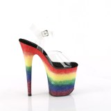 Átlátszó 20 cm FLAMINGO-808RG-04 csillámos platform magassarkú női
