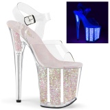 Átlátszó 20 cm FLAMINGO-808UVG csillámos platform magassarkú női