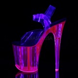 Átlátszó 20 cm FLAMINGO-808UVT Szandál Magassarkú Neon Platform