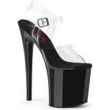 Átlátszó 20 cm NAUGHTY-808 fekete platform magassarkú női