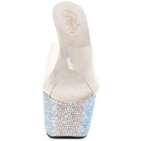 Átlátszó Ezüst 18 cm BEJEWELED-701DM Strasszköves Platform Papucs