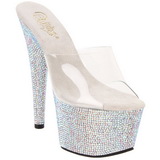 Átlátszó Ezüst 18 cm BEJEWELED-701DM Strasszköves Platform Papucs