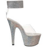 Átlátszó Strasszköves 18 cm BEJEWELED-712RS Platform Szandál Magassarkú