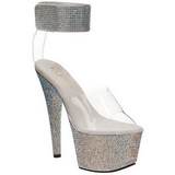 Átlátszó Strasszköves 18 cm BEJEWELED-712RS Platform Szandál Magassarkú